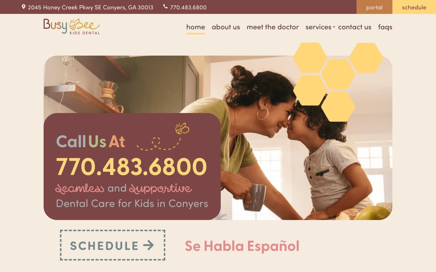 Busy Bee Kids Dental homepage
