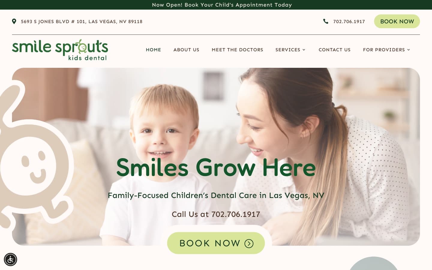 Smile Sprouts Kids Dental homepage