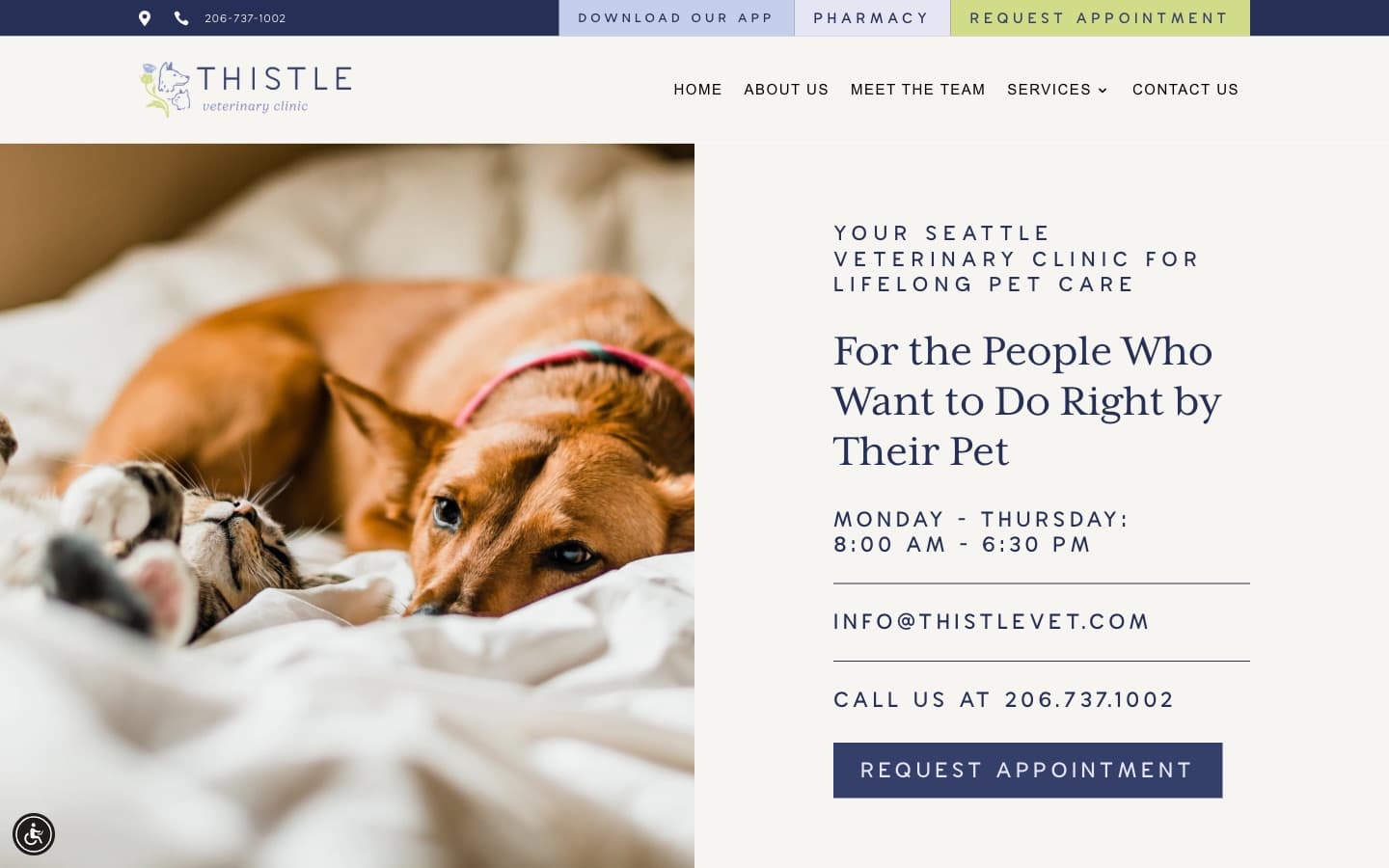 Thistle Veterinary Clinic homepage