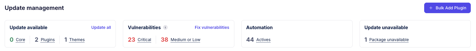 Maintenance dashboard after